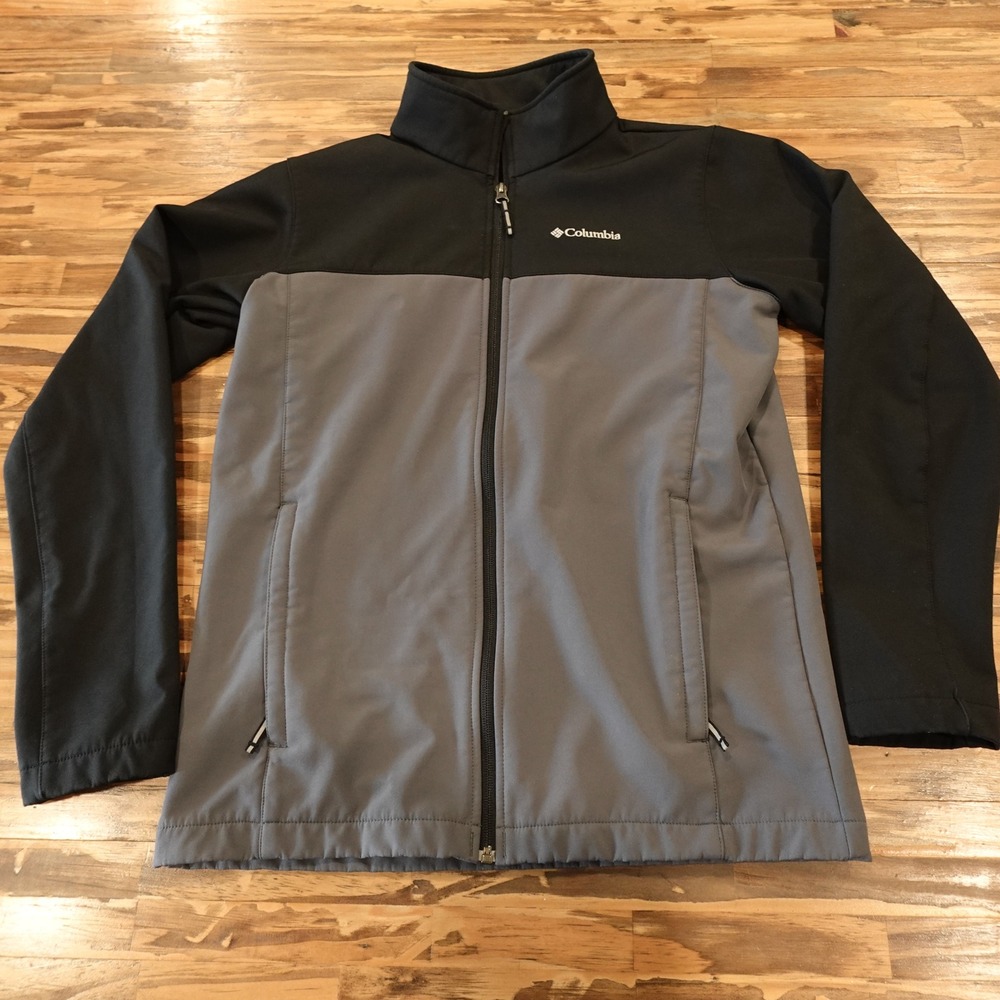 Columbia Jacket Womens XL Gray Black Softshell Full Zip Outdoor Coat